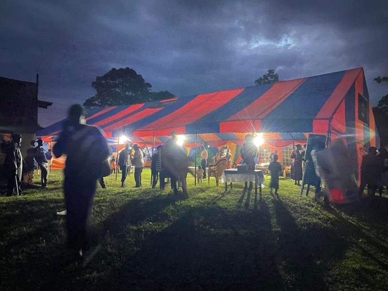big tent interior